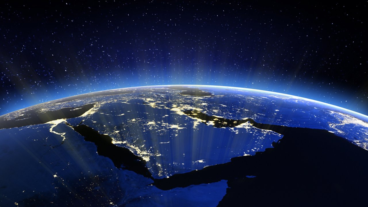 Our planet view of Middle East at night from space
