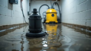 Water removal from flooded basement with pump_ADO_1424375602