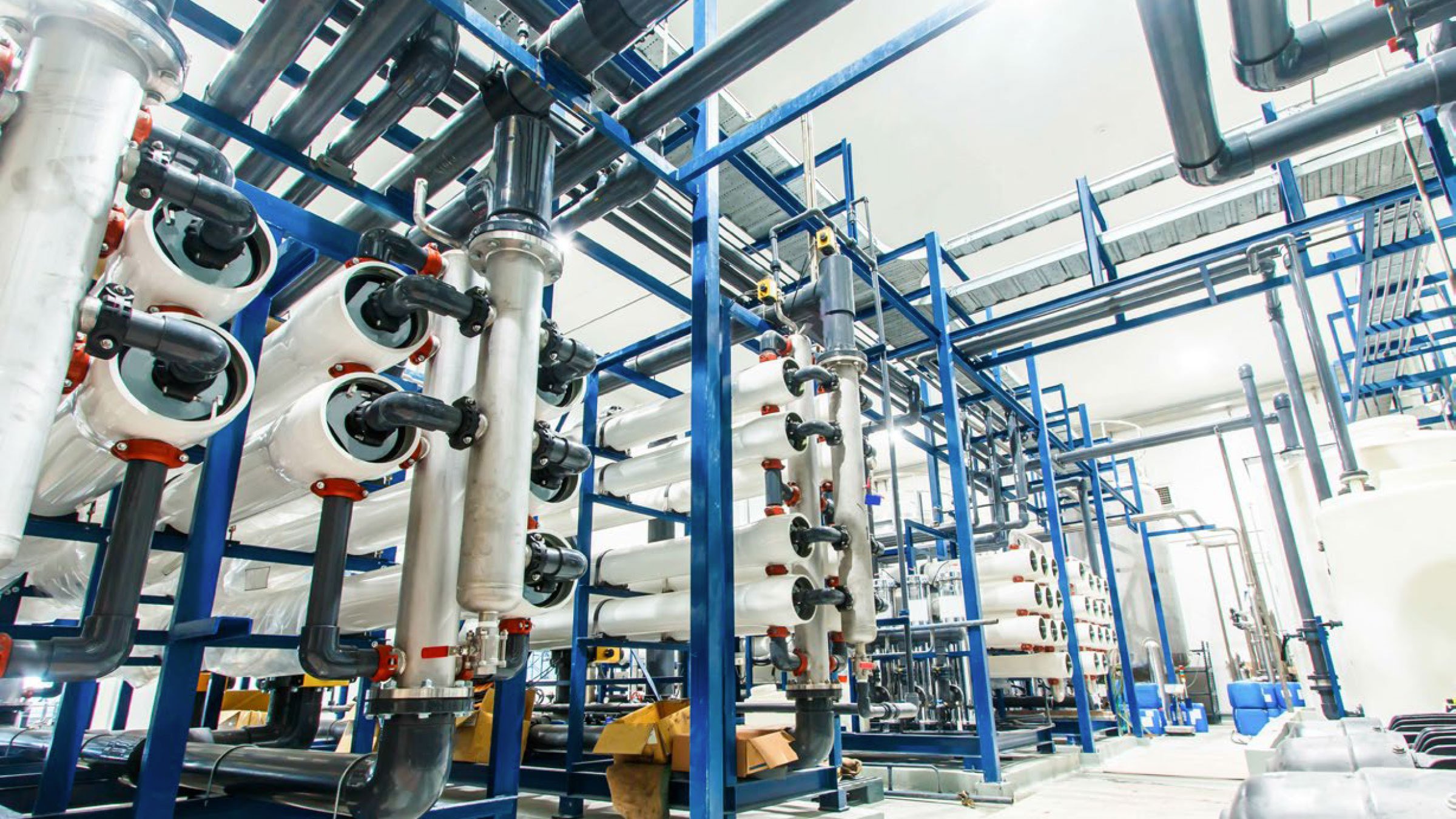 Sea water reverse osmosis system for desalination in a plant