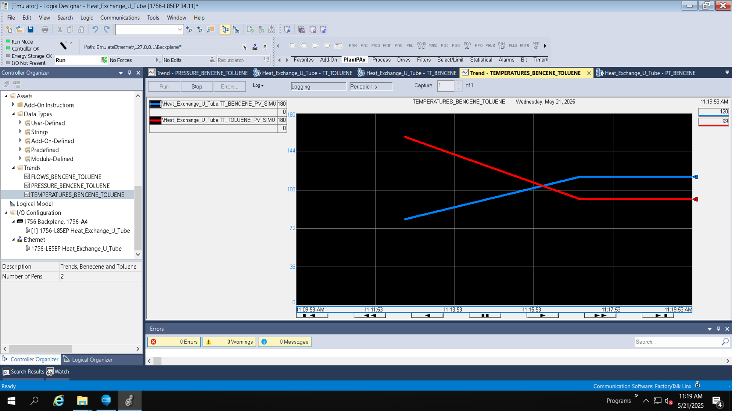 simulation-and-configuration-for-u-shaped-heat-exchange_7_TREND_TEMPERATURE_BENCENE_TOLUENE.png