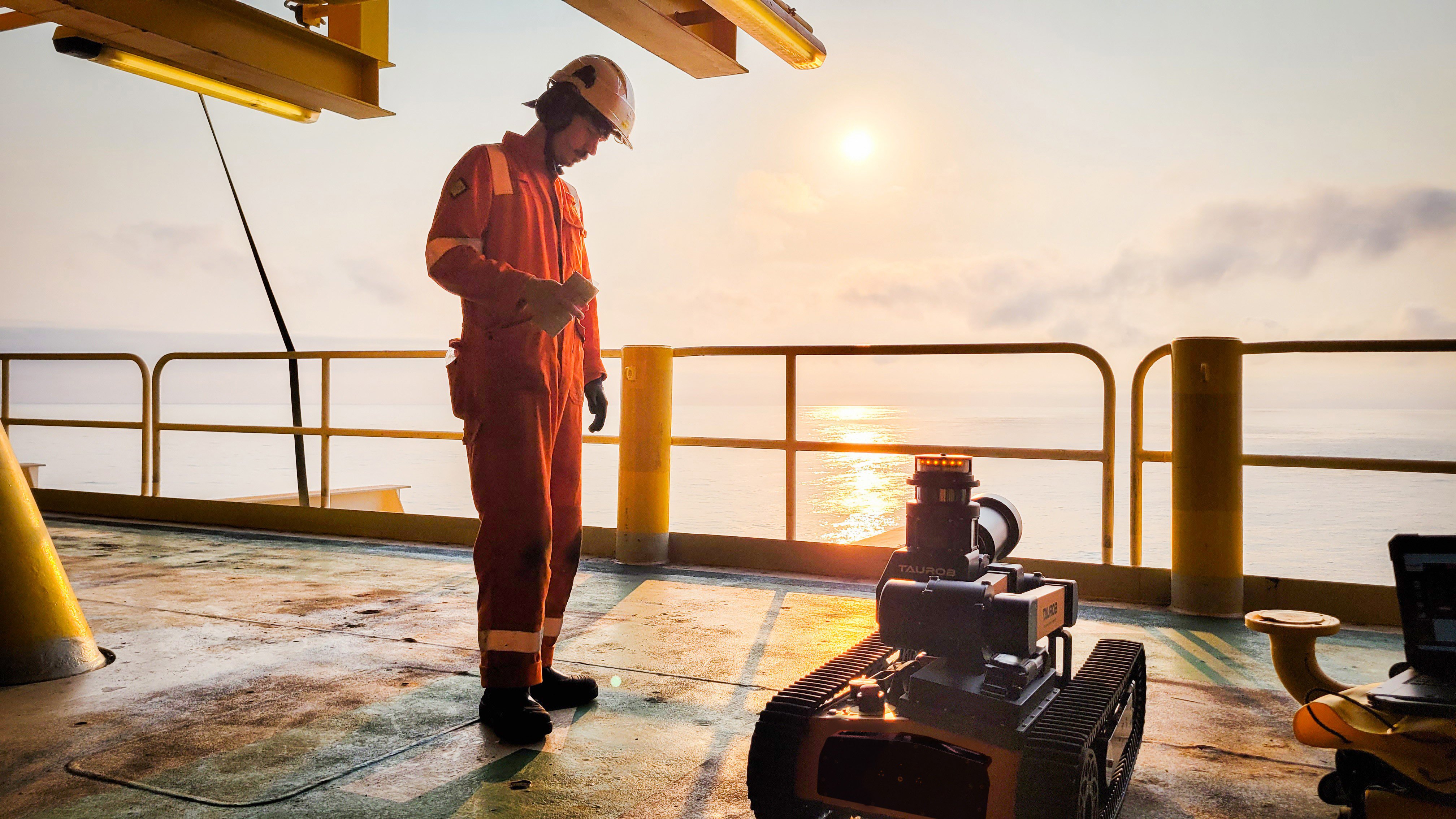 Taurob robot at an oil rig