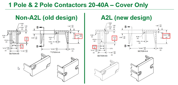 1 POle and 2 Ploe Contactors 20-40A Cover only