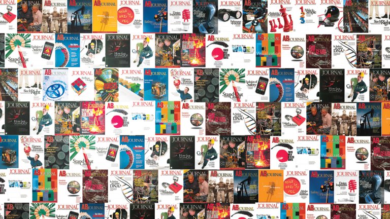 Montage of The Journal covers from its 32-year history.