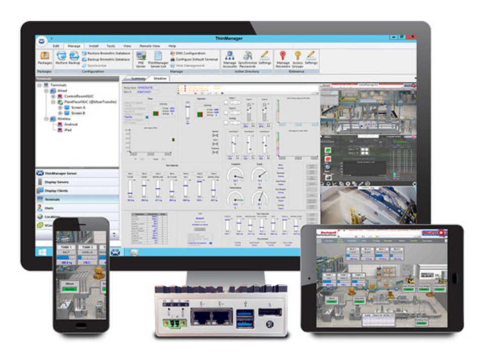ThinManager control screens on a deskop, tablet and phone.