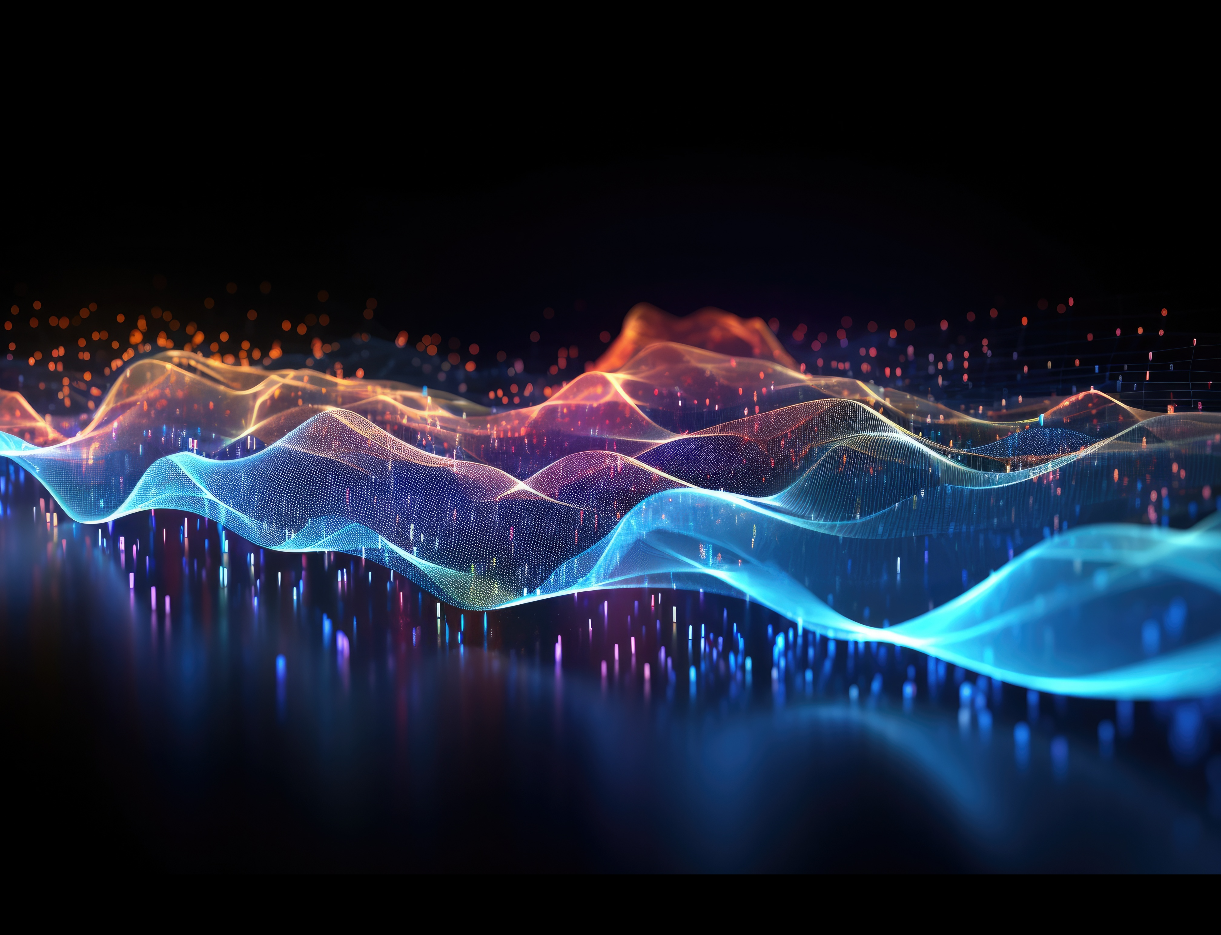 neon blue and green waves