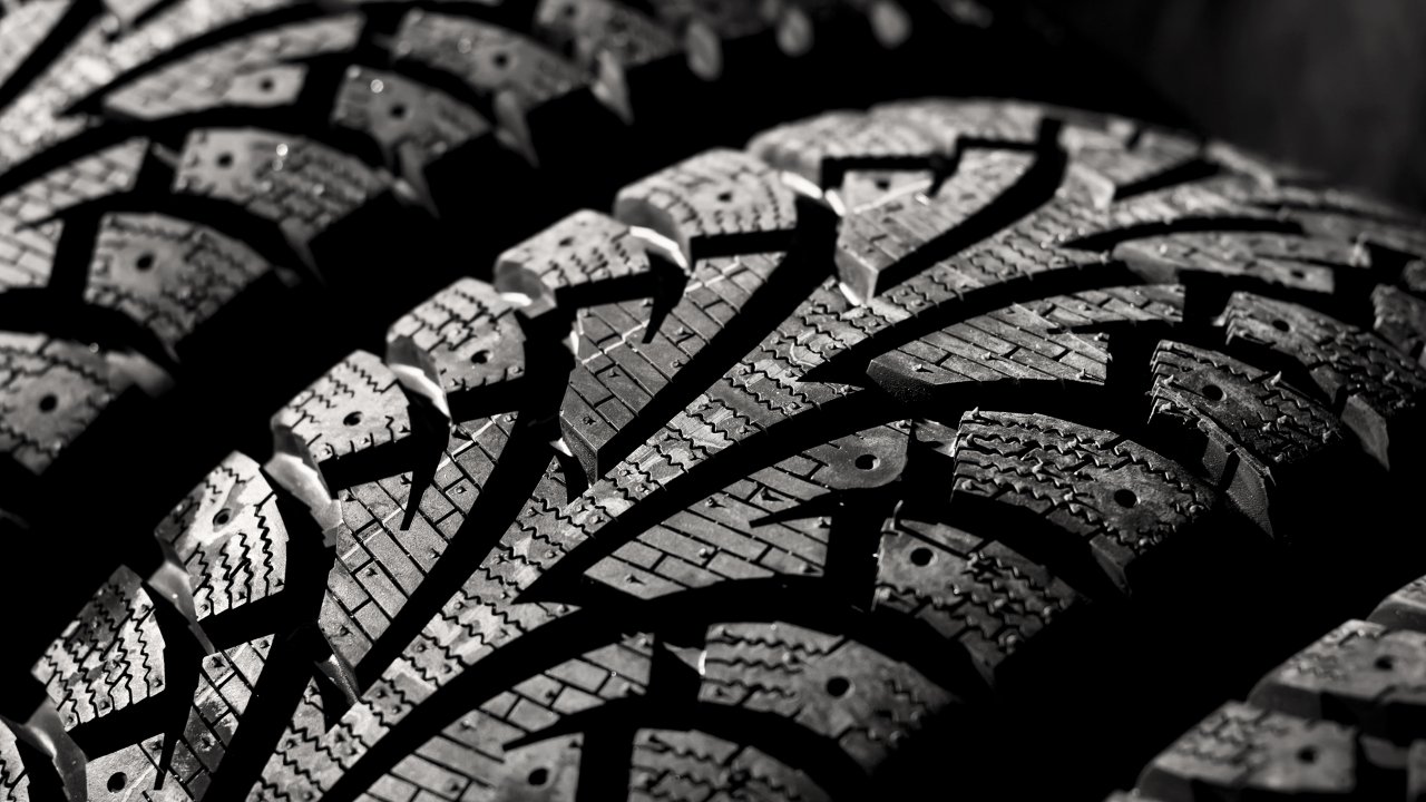 close-up of car tire treads