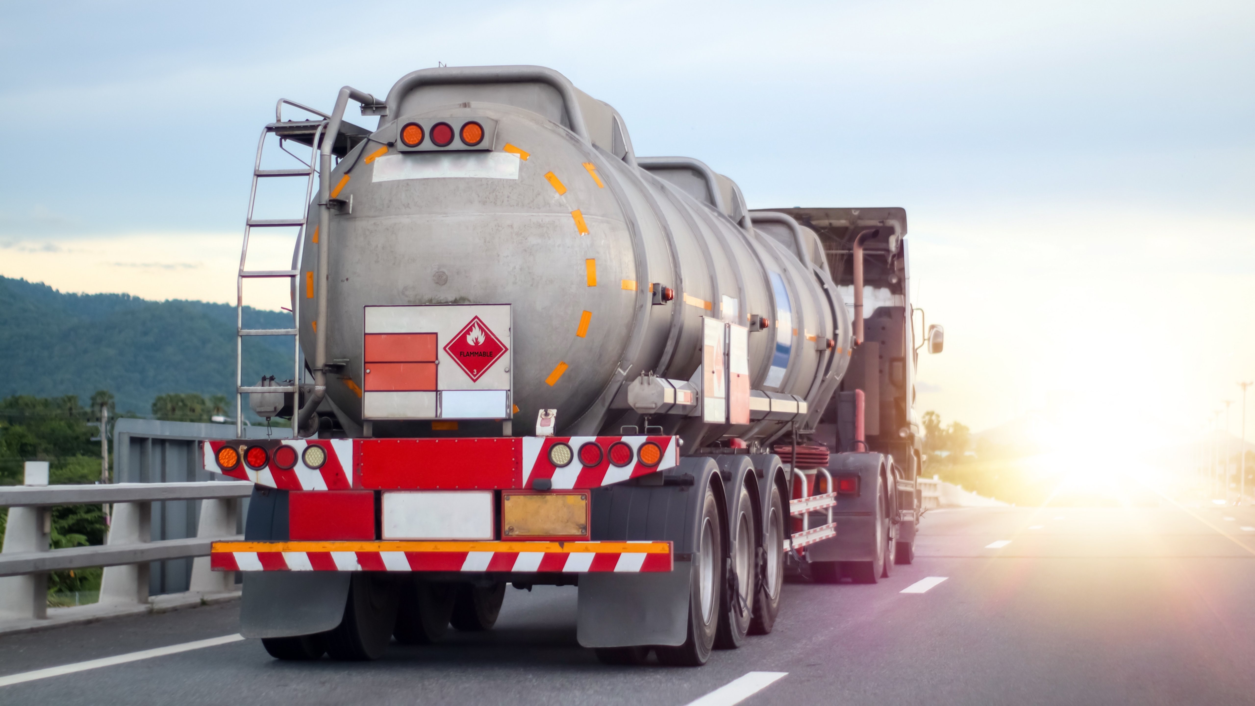 Trucks transporting dangerous chemical on the road