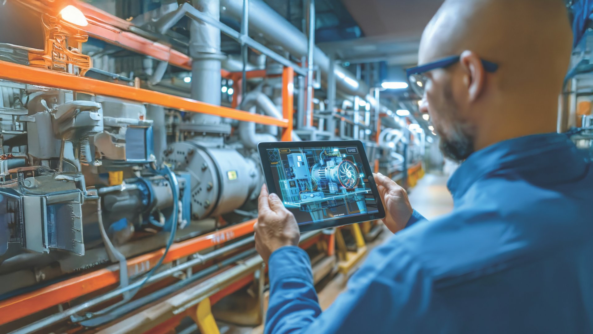 Innovative Chief Engineer Utilizes Augmented Reality for Electric Generator Model in Industry 4.0 Research and Development Center.