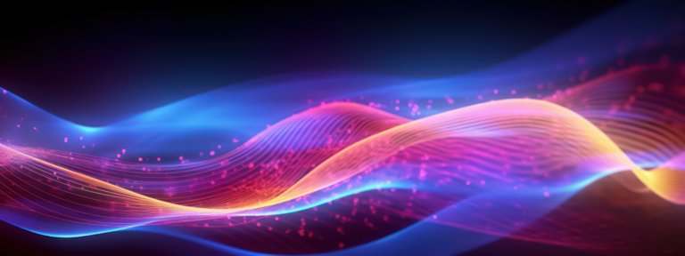 3D-Rendering, abstrakter Hintergrund mit rosablauen Neonlinien, die in ultraviolettem Licht leuchten, und Bokeh-Lichter. Konzept für die Datenübertragung. Digitaler futuristischer Hintergrund