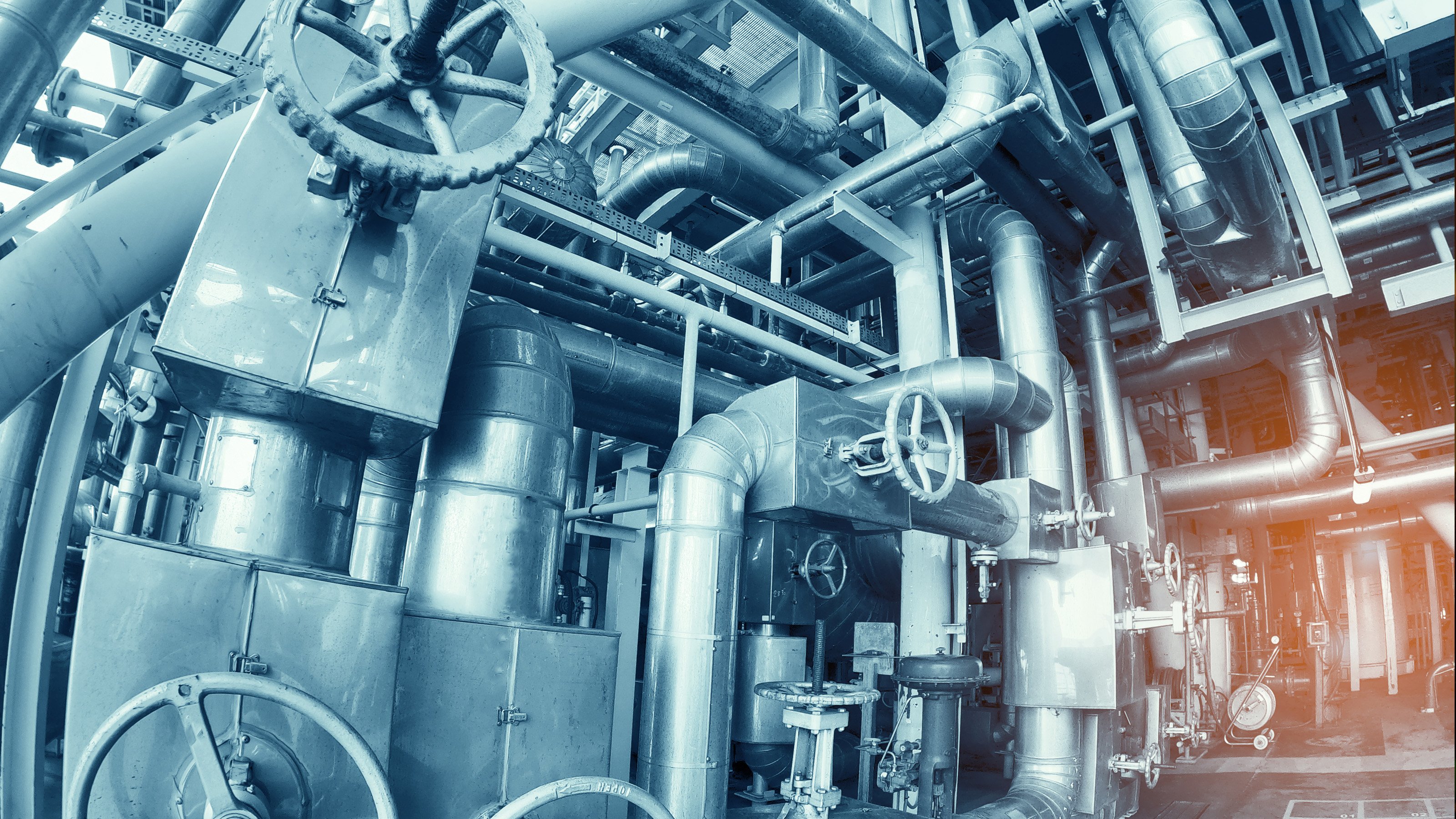 pipes and machinery system in a factory