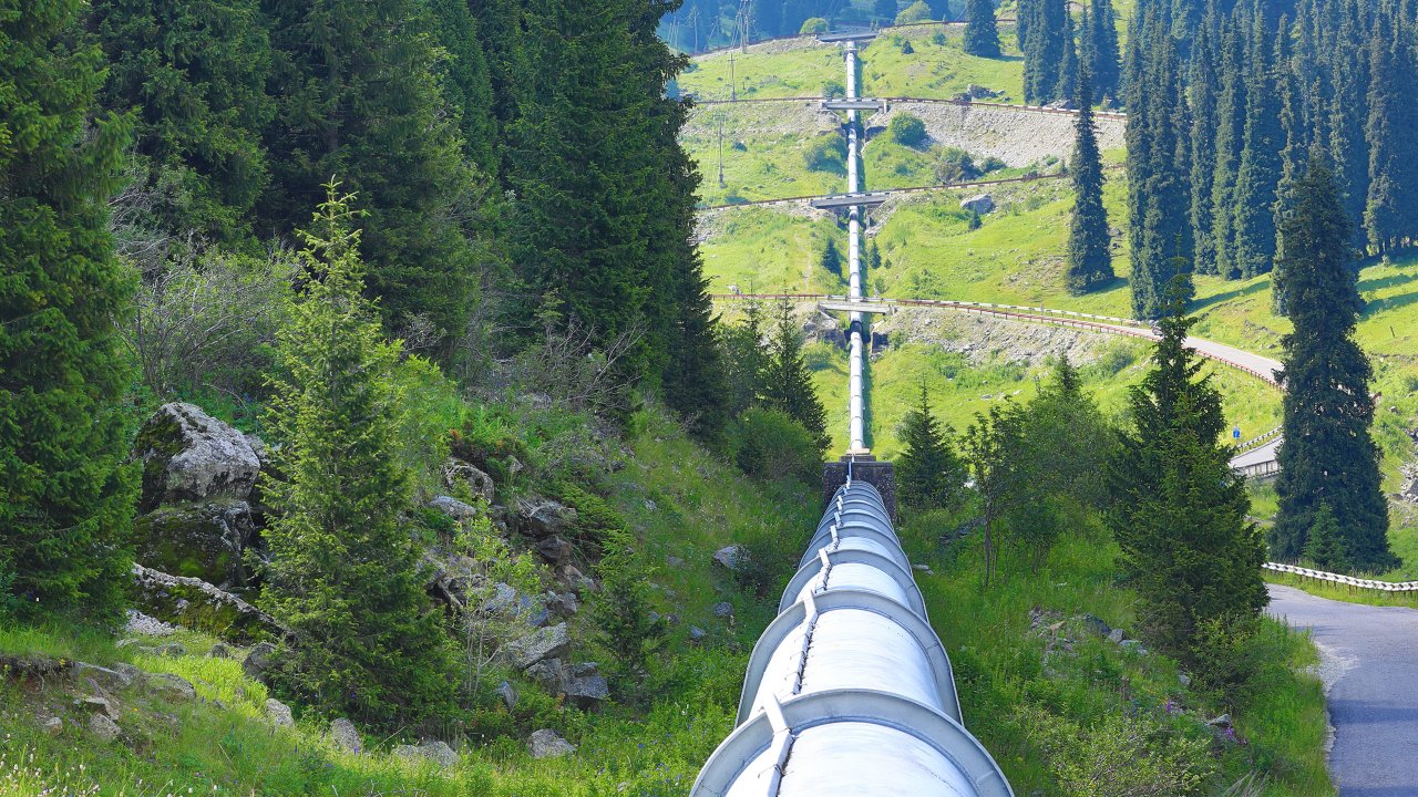 Oil pipeline in the mountains