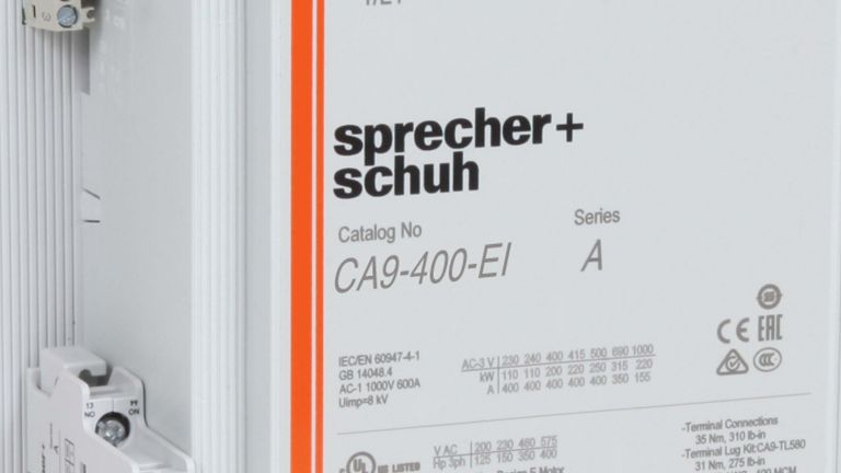 Sprecher & Schuh Series CA9-400-EI contactor label closeup