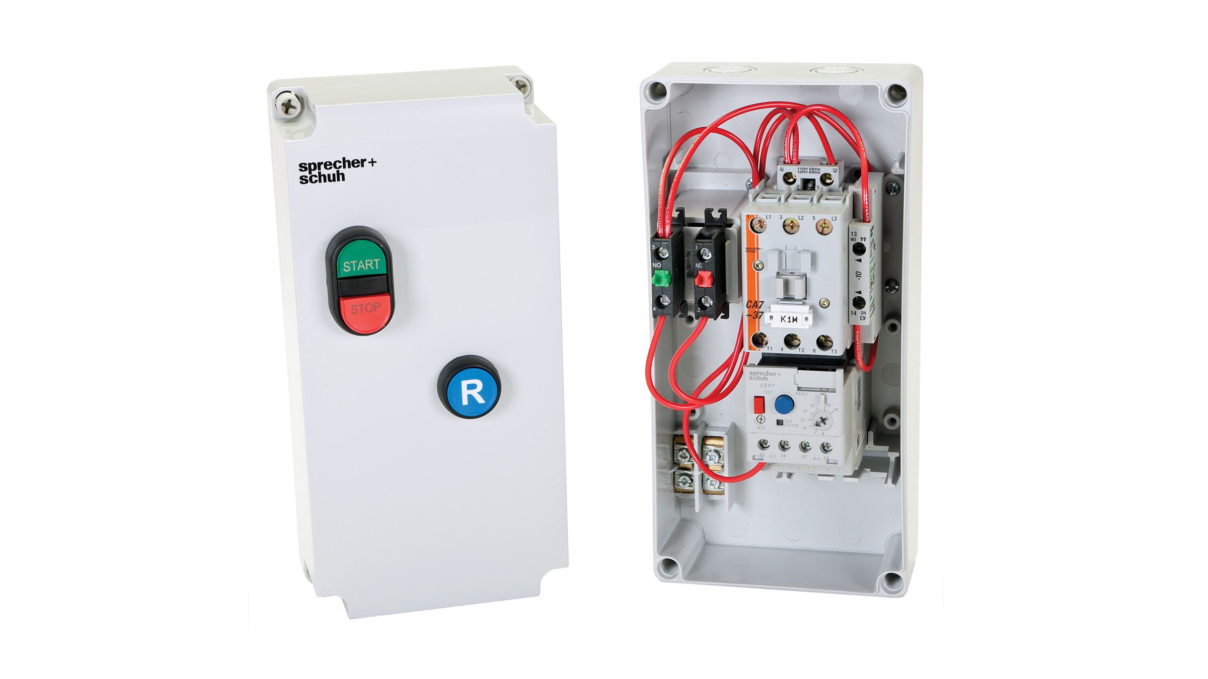 Pre-assembled or "build-from-stock" starters housed in a high impact, non-metallic, cUL approved, Type 1, 12, 4/4X enclosure