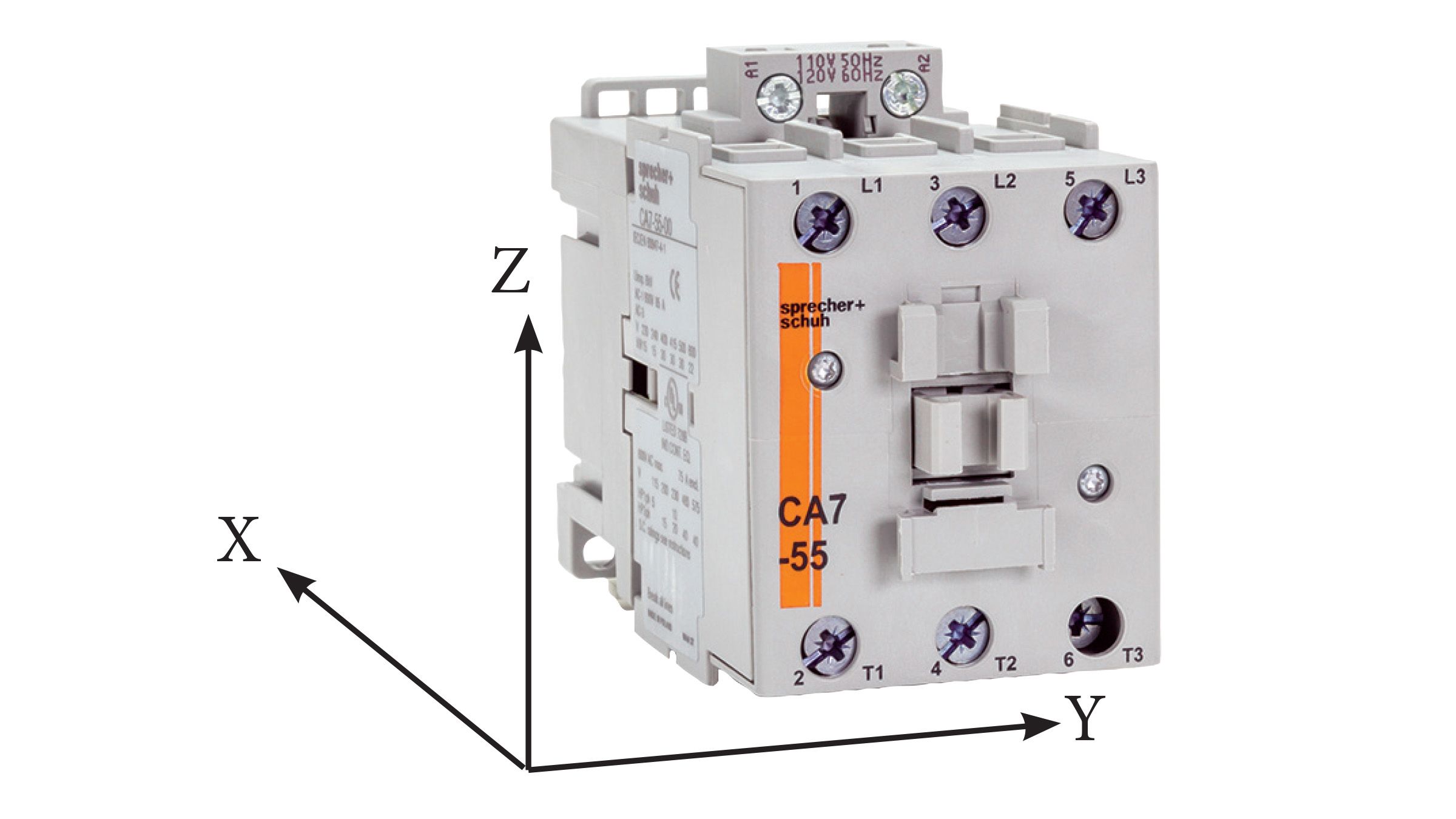 Sprecher & Schuh Series CA7 axis diagram for directional purposes