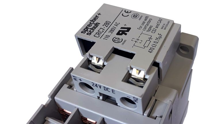 Sprecher & Schuh Series CRC7-280 surge suppressor mounted on contactor