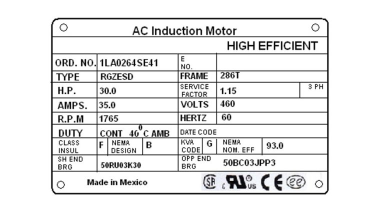 High efficient AC industion motor name plate from manufacturer