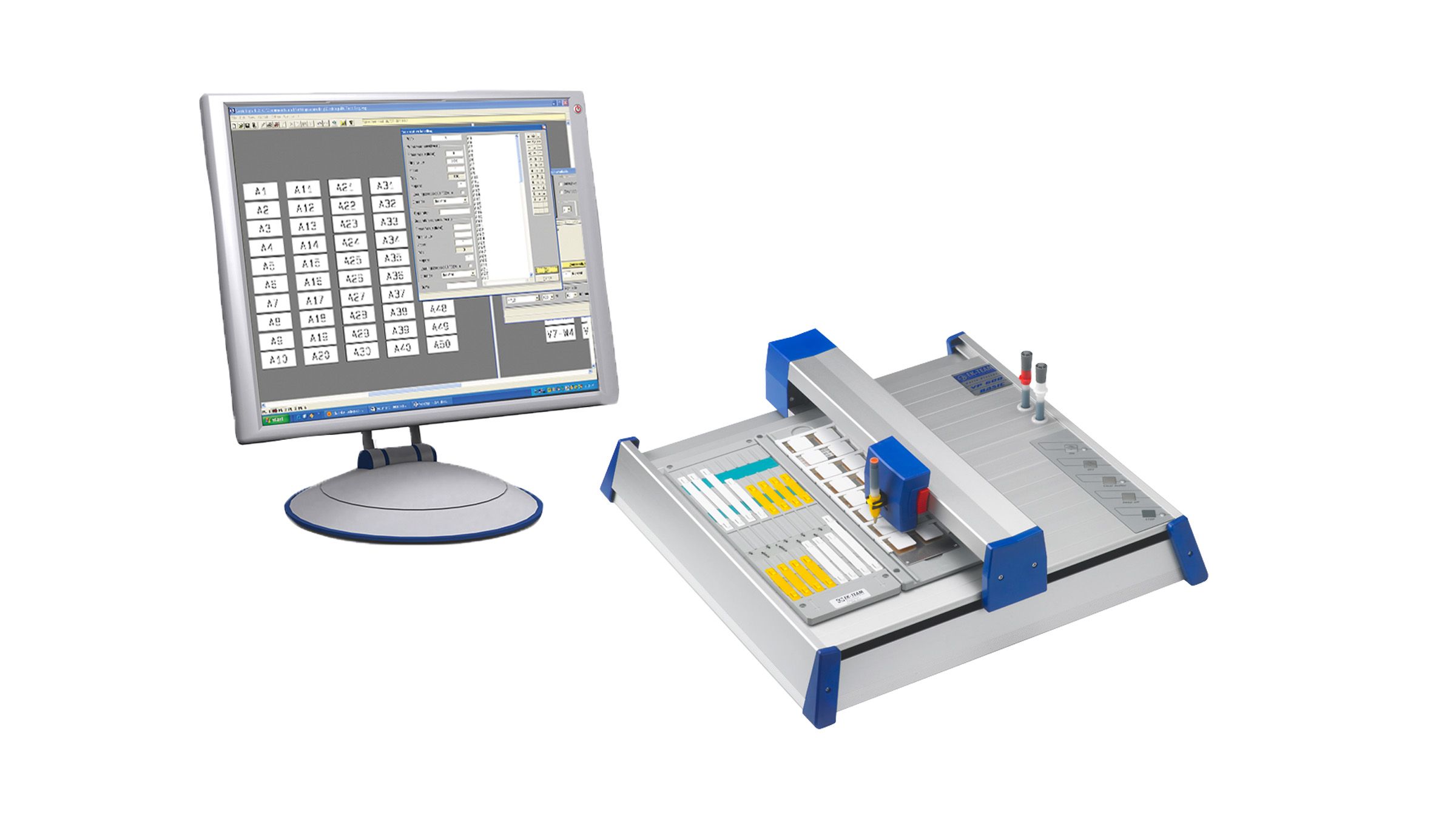 Labeling for V7 terminal assemblies, from standard preprinted marker cards to a custom marking  software and plotter system.