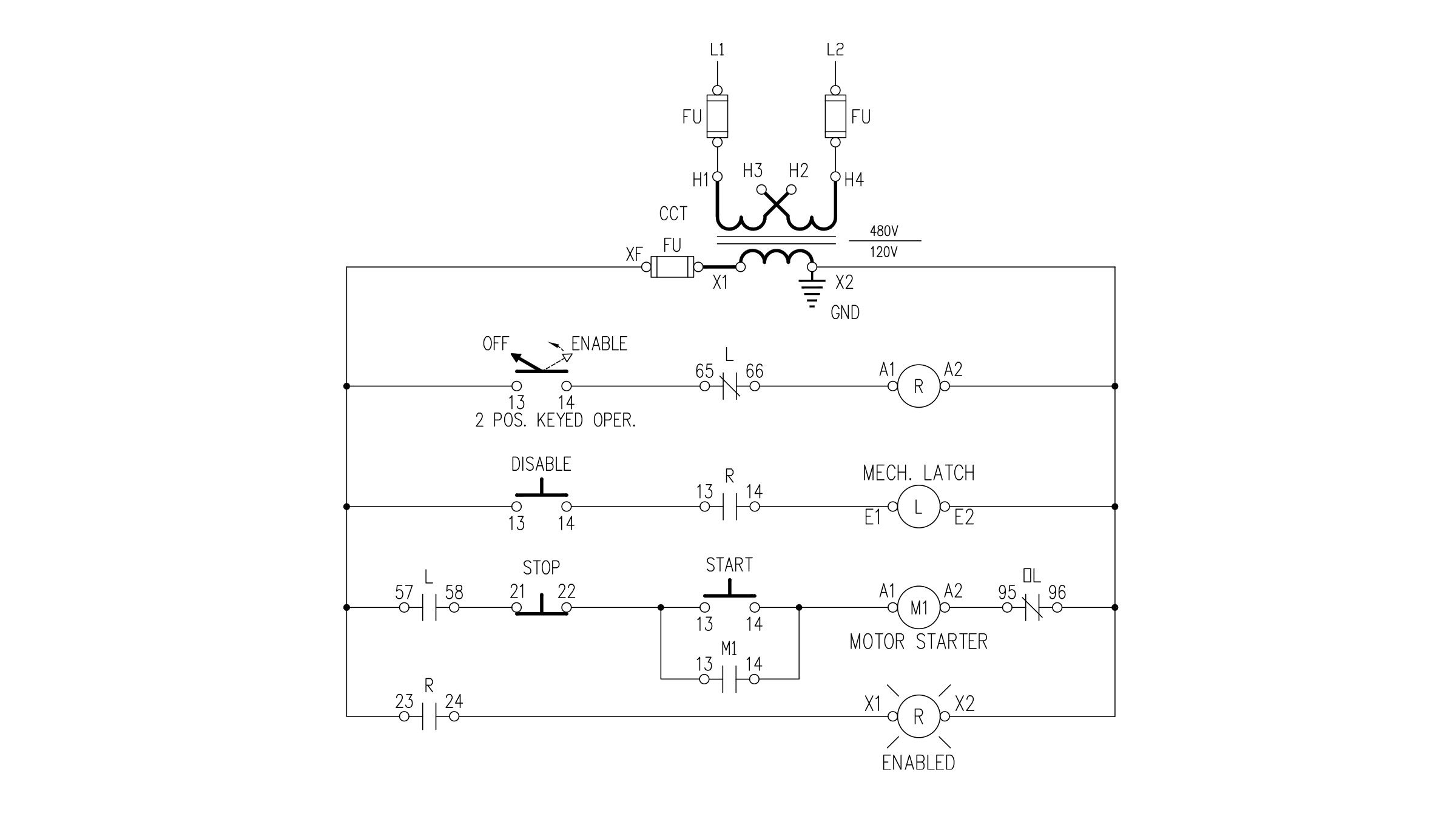 Sprecher & Schuh Schematic for EStop used in control panel for woodworking classroom in Canada