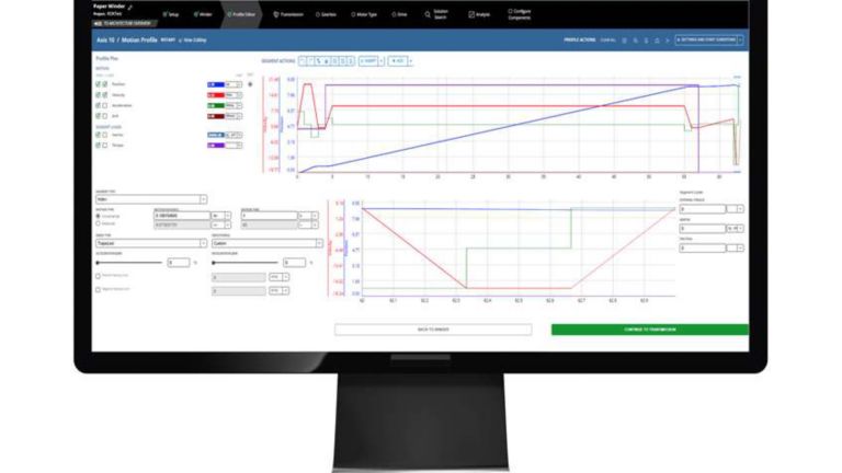 Un monitor mostrando el software Motion Analyzer