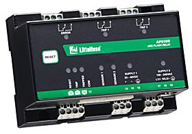 Figure 1. Arc-flash relays are high-speed arc-detection devices. The Littelfuse AF0100 arc-flash relay shown here has two Form-C trip relays and has inputs for up to two optical sensors.